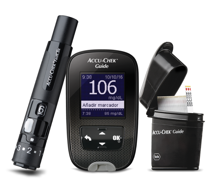 Medidor para control de glucosa en sangre Accu-Chek Guide Me, suministros  para diabéticos